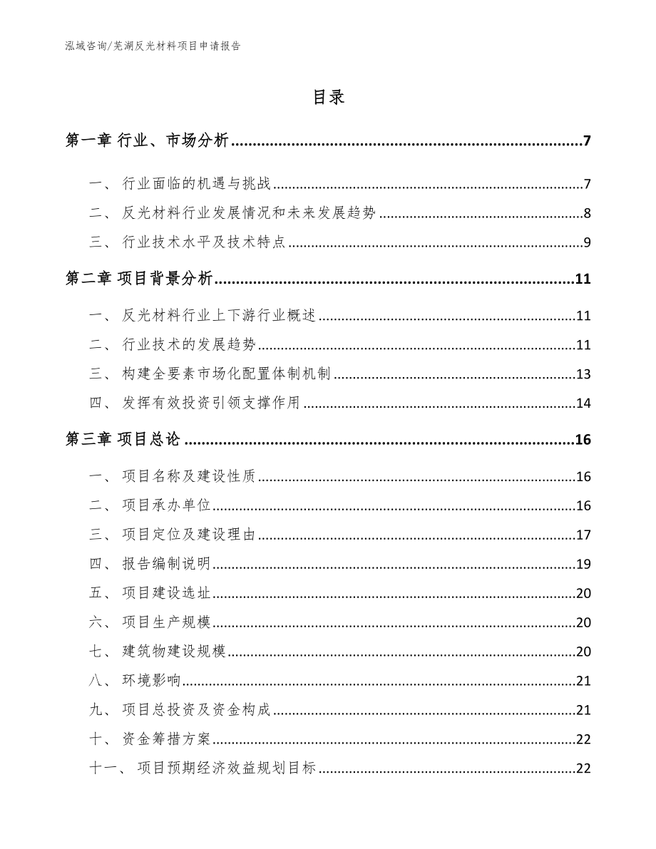 芜湖反光材料项目申请报告模板范文_第1页