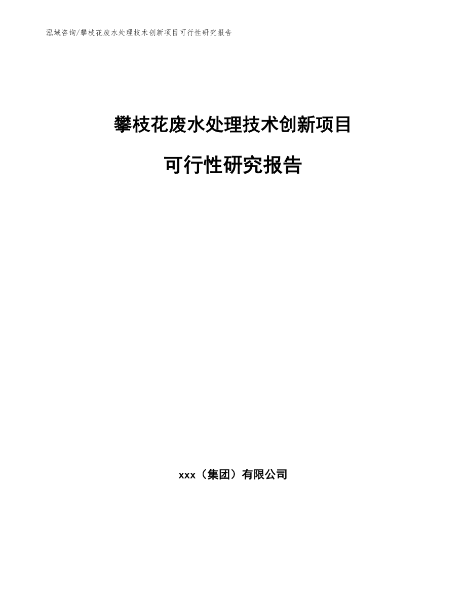 攀枝花废水处理技术创新项目可行性研究报告_范文模板_第1页