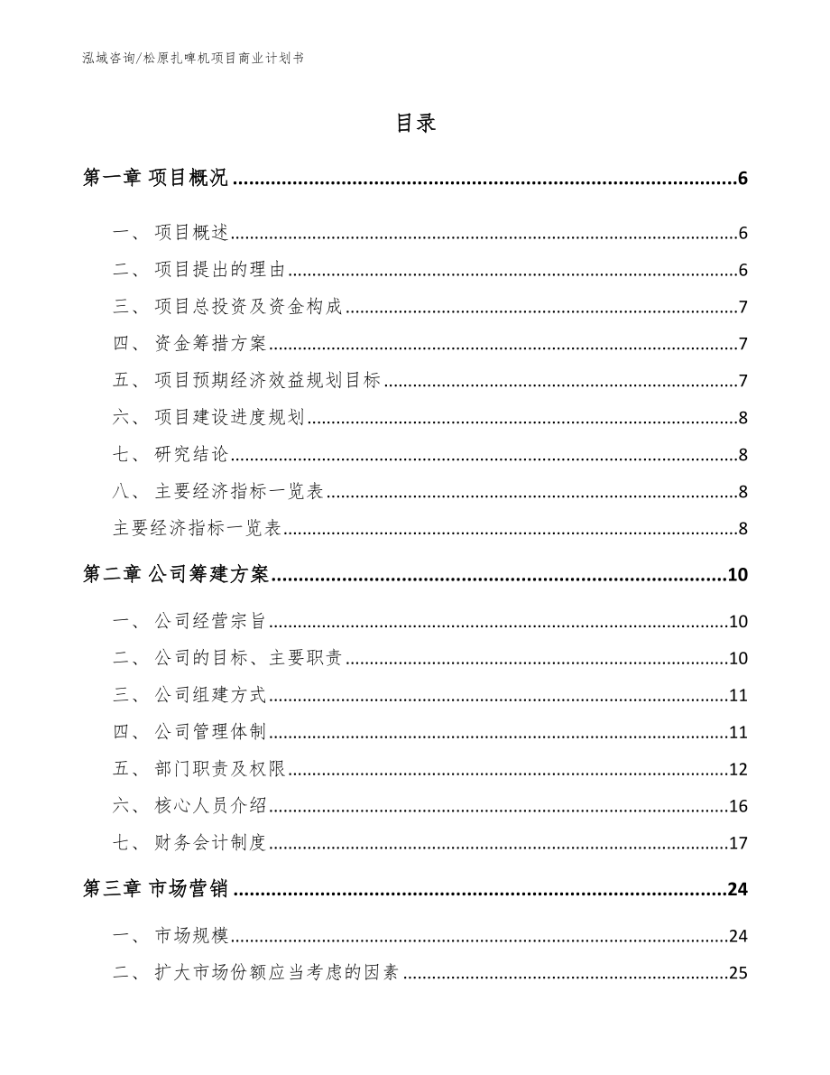 松原扎啤机项目商业计划书（范文模板）_第1页