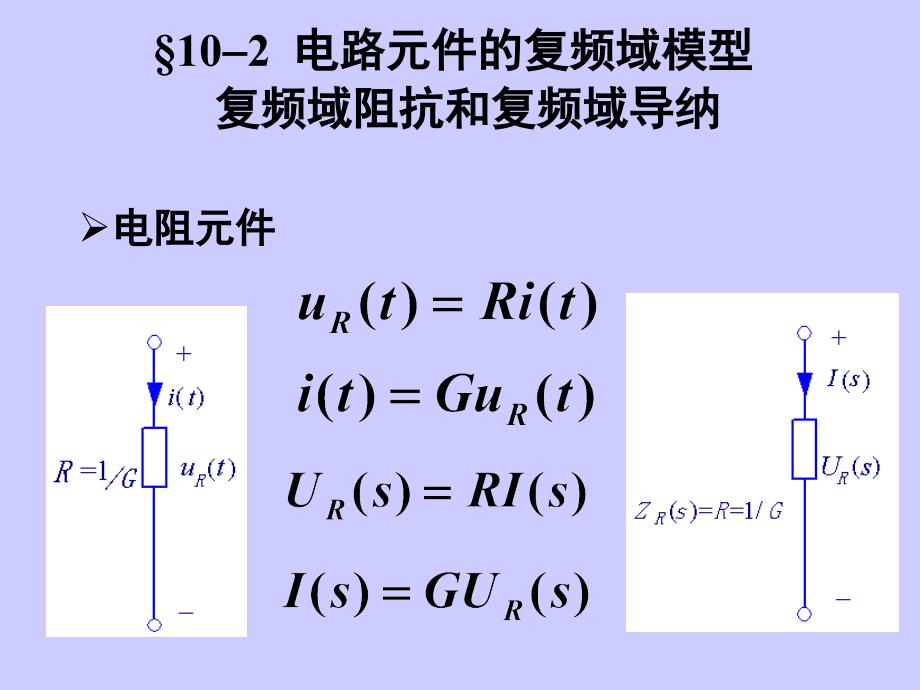 电路原理10-2电路元件的复频域模型,复频域阻抗和复频域导纳_第1页
