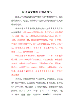 汉语言文学社会调查报告