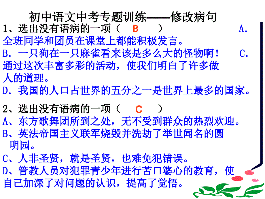 教育专题：修改病句2_第1页