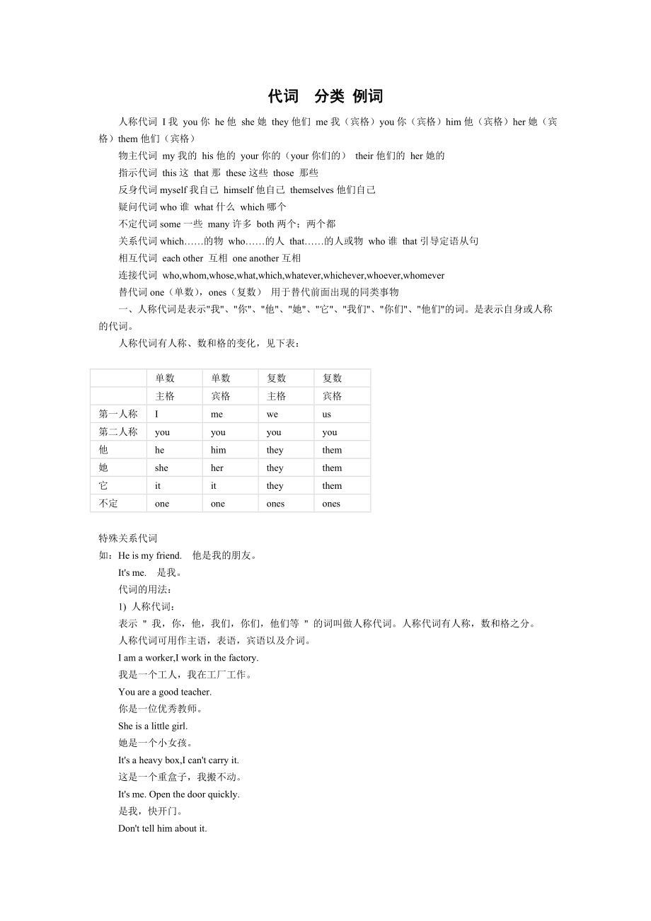 代词分类 例词_第1页