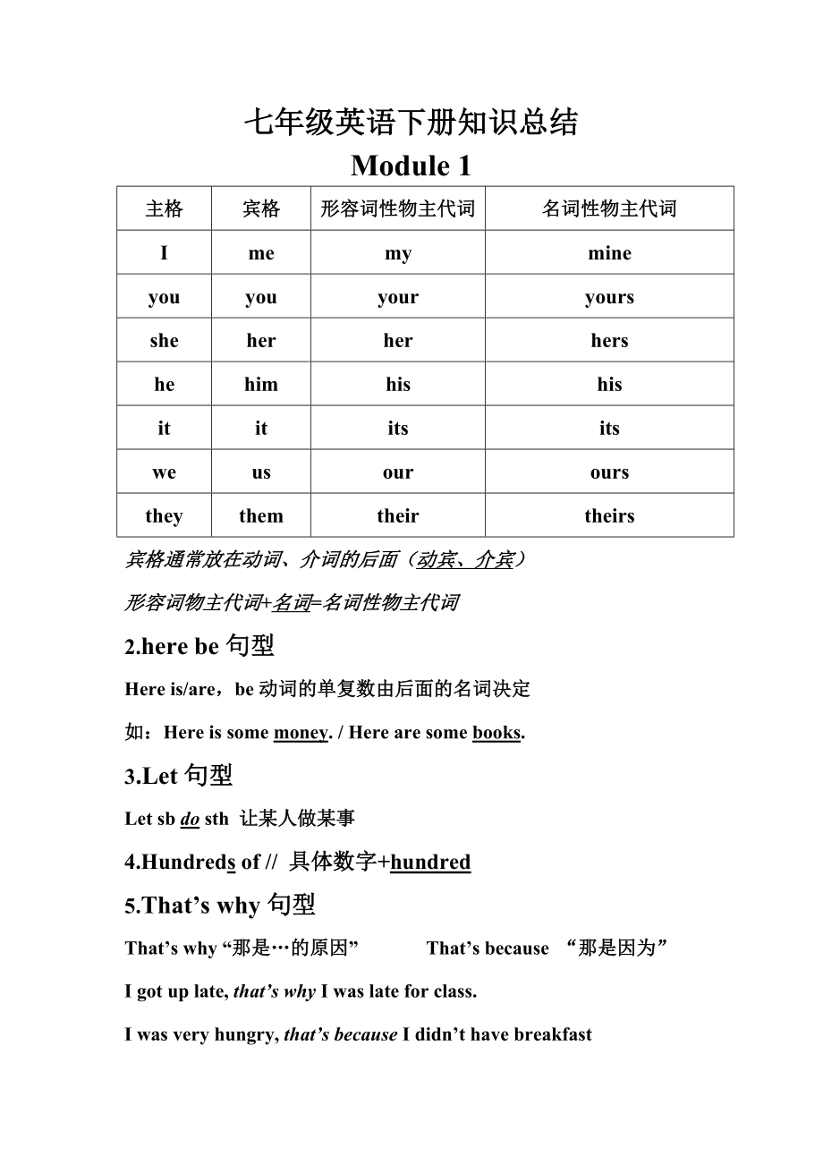 七年级英语下册知识总结_第1页