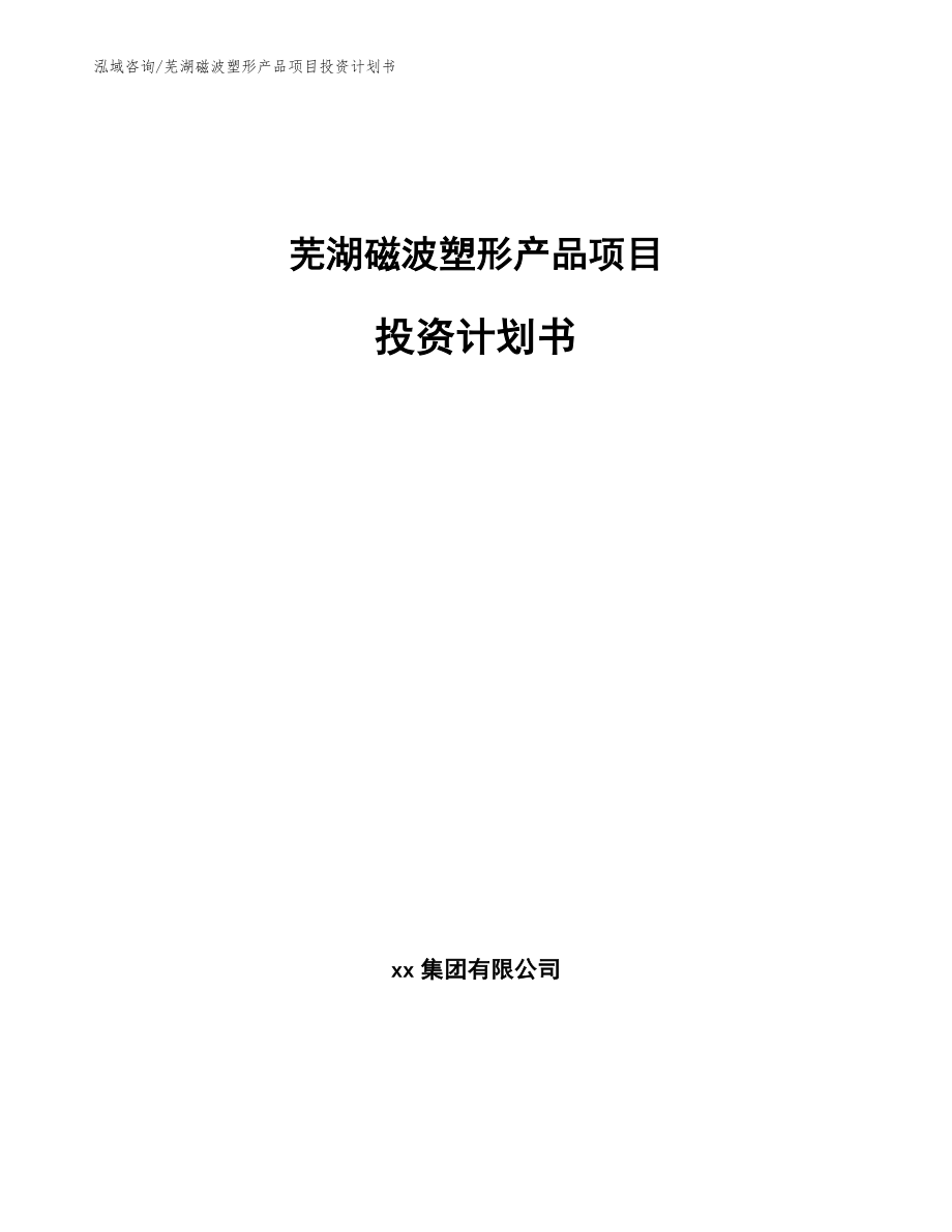 芜湖磁波塑形产品项目投资计划书_第1页