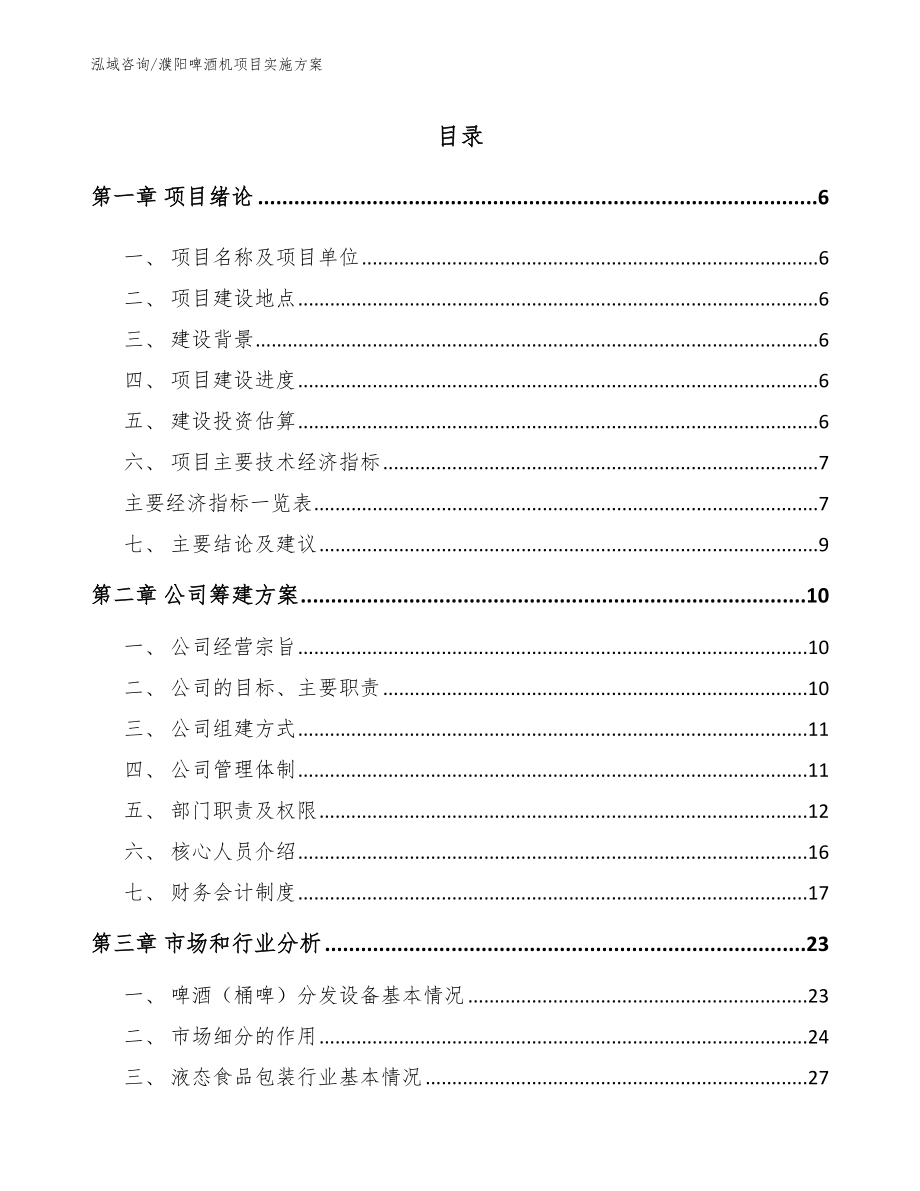 濮阳啤酒机项目实施方案（范文）_第1页