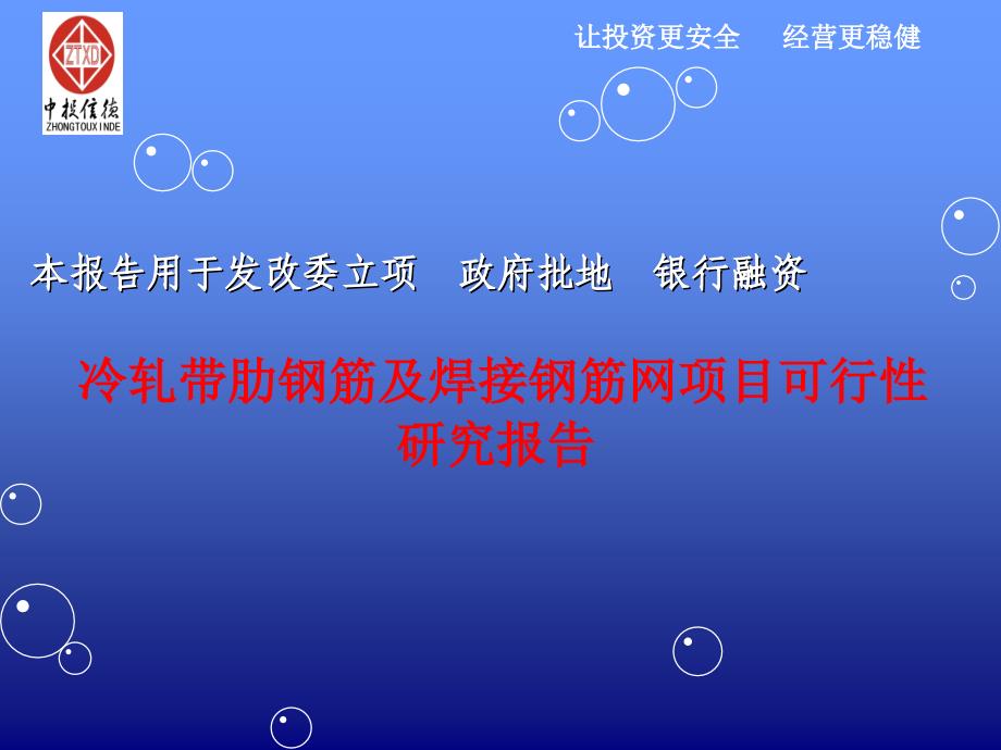 冷轧带肋钢筋及焊接钢筋网项目可行性研究报告课件_第1页