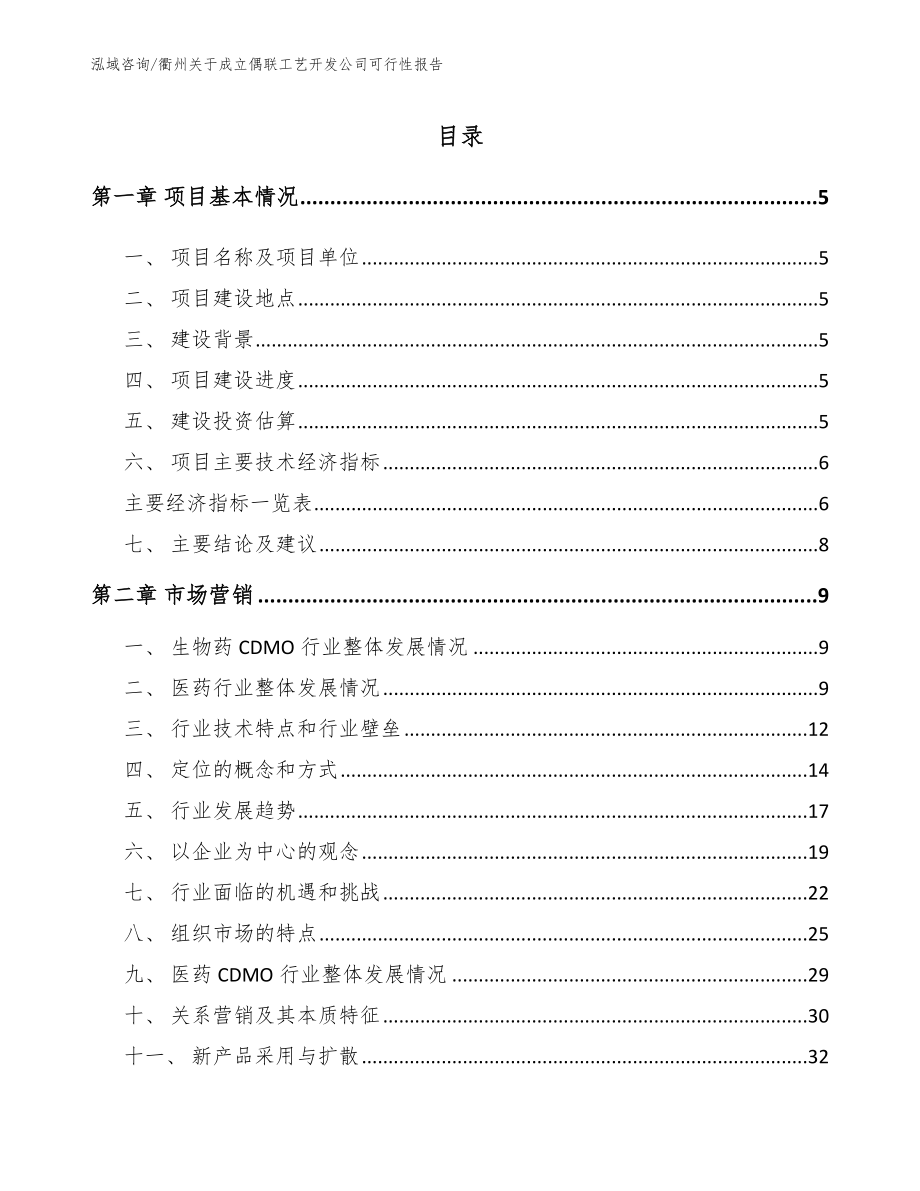 衢州关于成立偶联工艺开发公司可行性报告模板参考_第1页