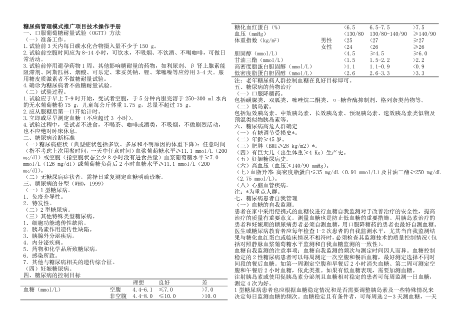 糖尿病管理模式推广项目技术操作手册_第1页