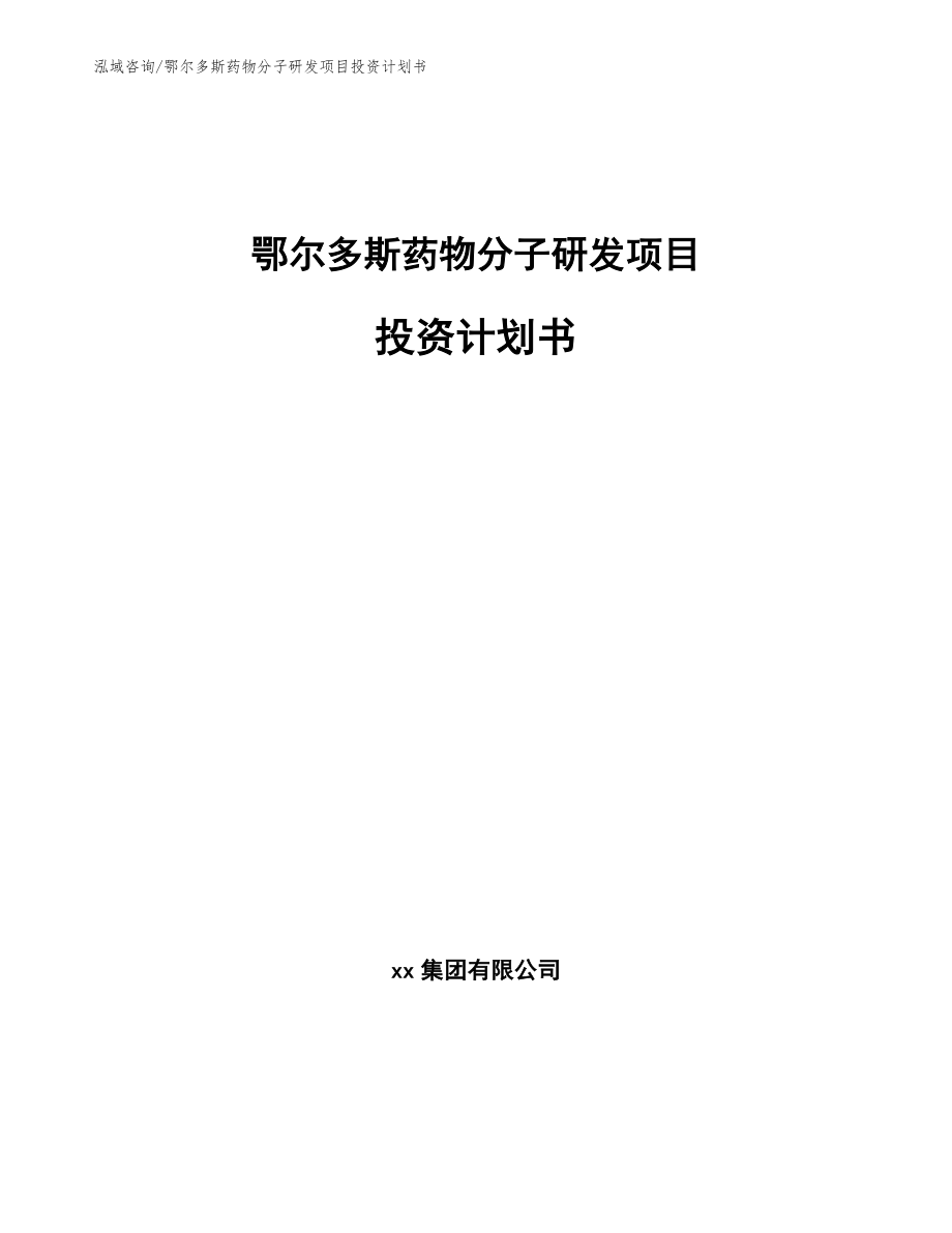 鄂尔多斯药物分子研发项目投资计划书（范文）_第1页