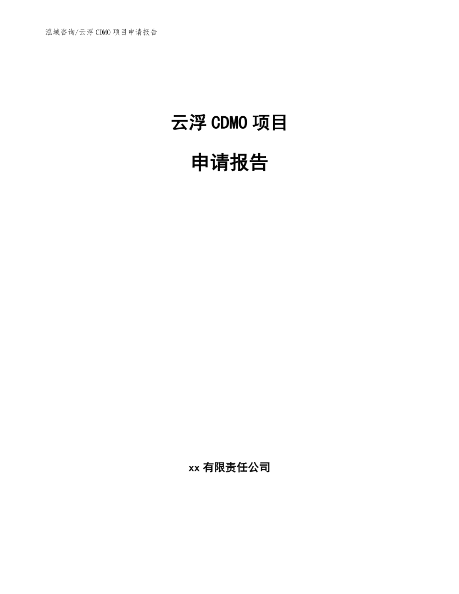 云浮CDMO项目申请报告_第1页