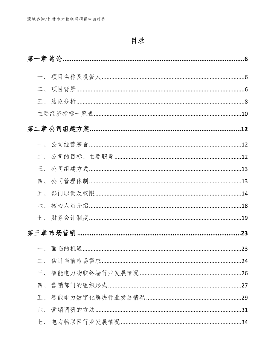 桂林电力物联网项目申请报告（模板范文）_第1页