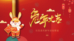 红色喜庆中国风兔年大吉新年活动策划PPT模板