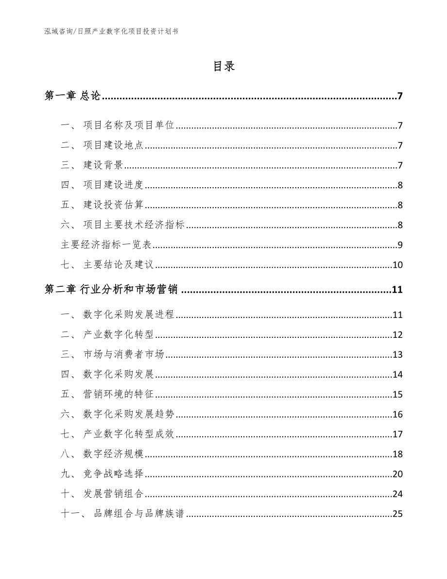 日照产业数字化项目投资计划书范文_第1页