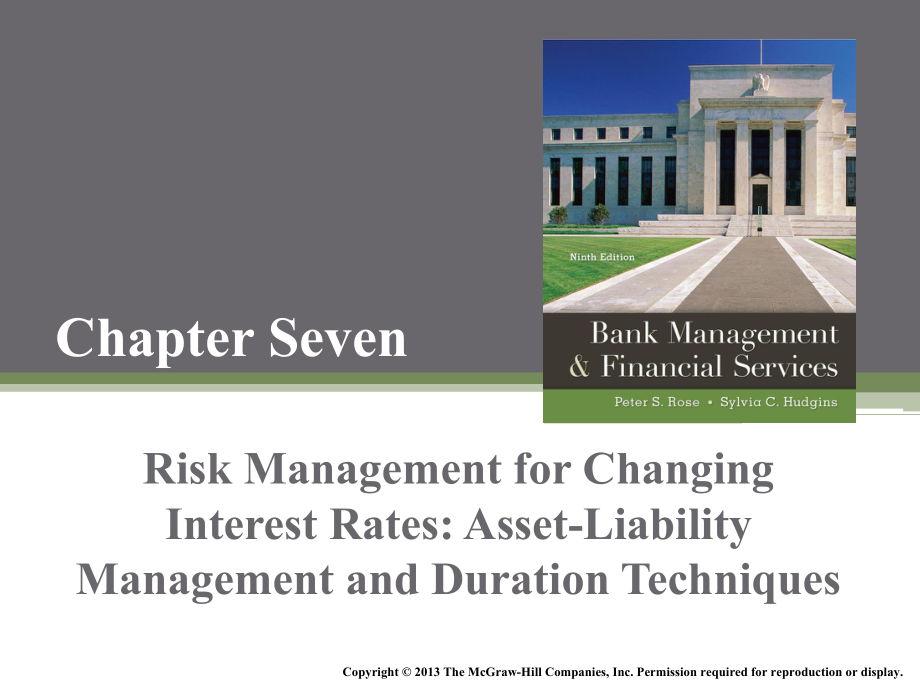 商业银行管理英文课件：第7章 Risk Management for Changing Interest Rates Asset-Liability Management and Duration Techniques_第1页