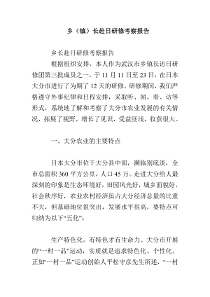 乡（镇）长赴日研修考察报告