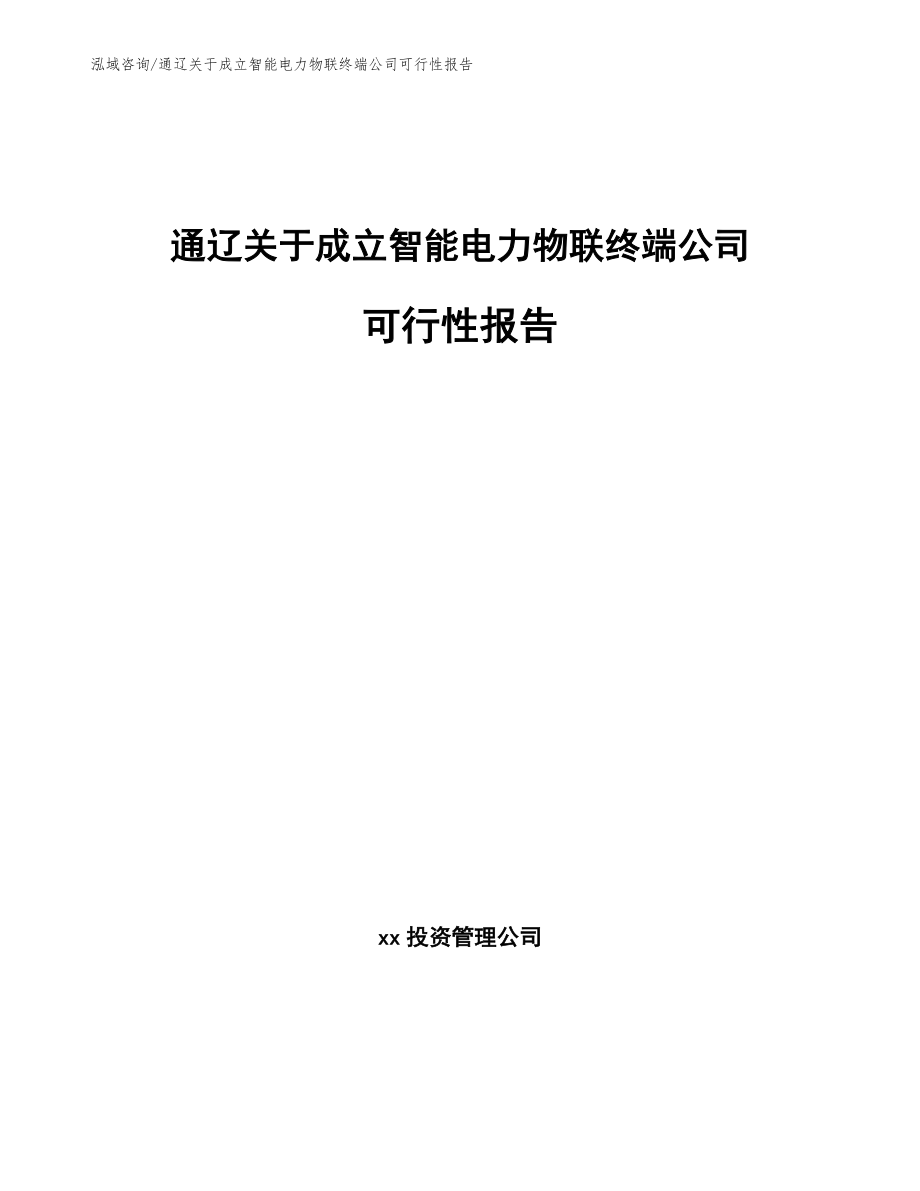 通辽关于成立智能电力物联终端公司可行性报告_范文模板_第1页