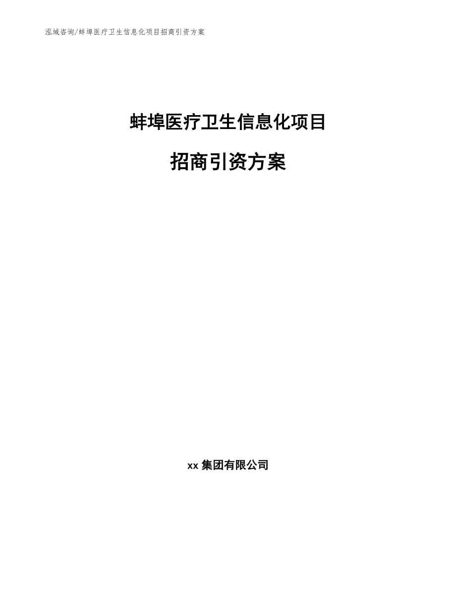 蚌埠医疗卫生信息化项目招商引资方案（模板）_第1页