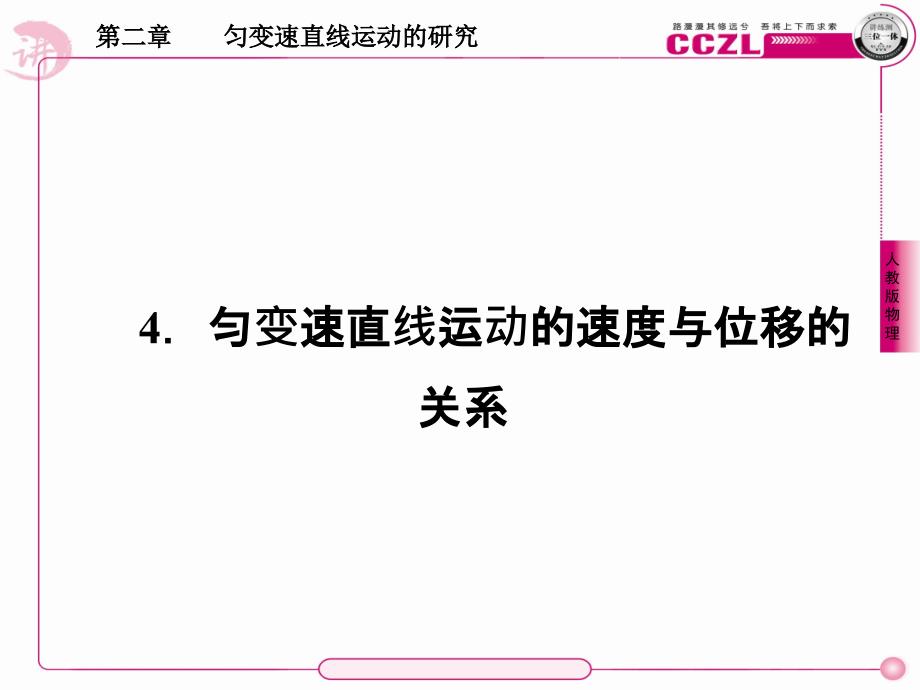 教育专题：24位移与速度的关系_第1页