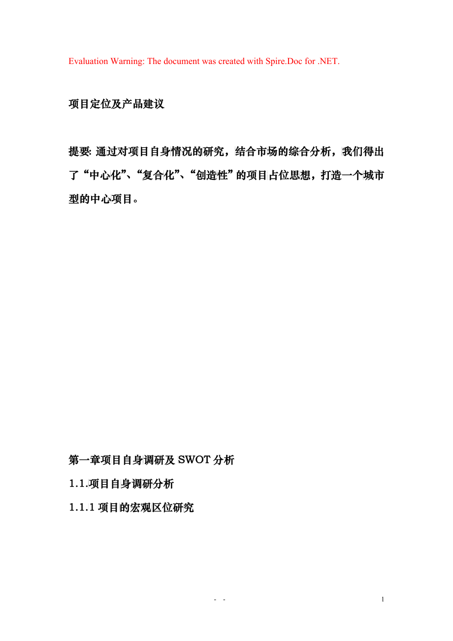 重庆天下城项目目定位及产品建议-61DOC-2M_第1页