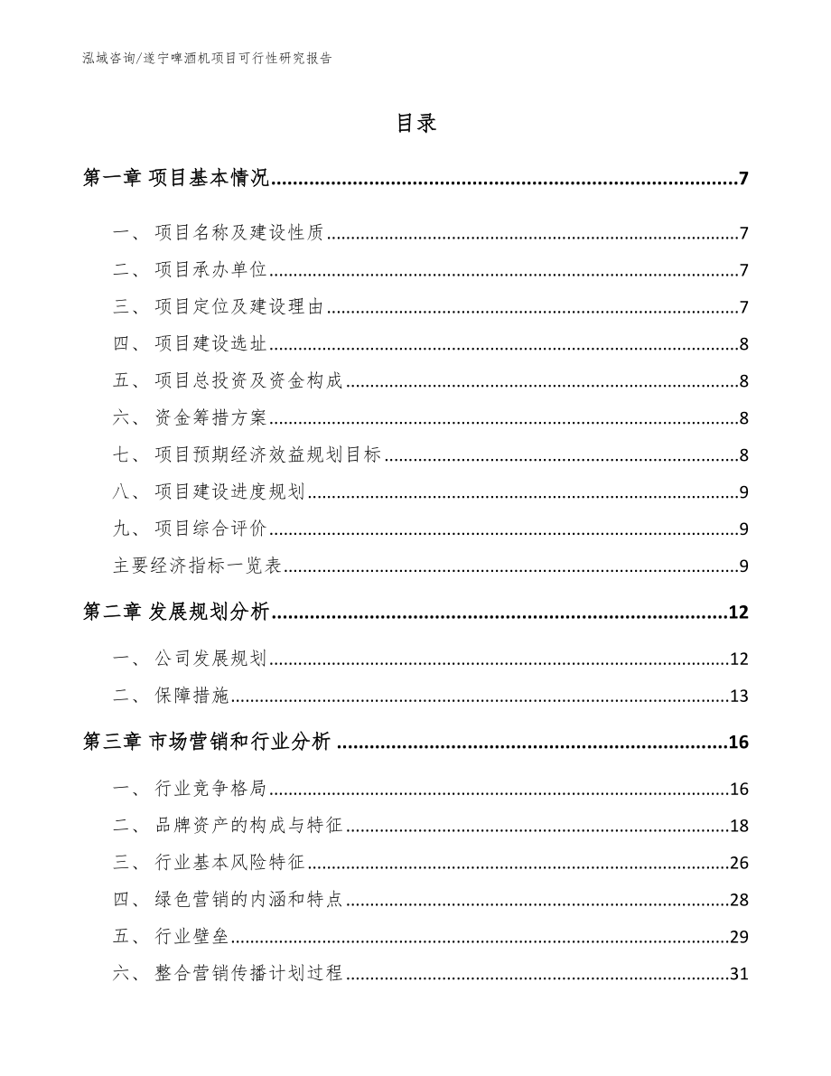 遂宁啤酒机项目可行性研究报告（模板参考）_第1页