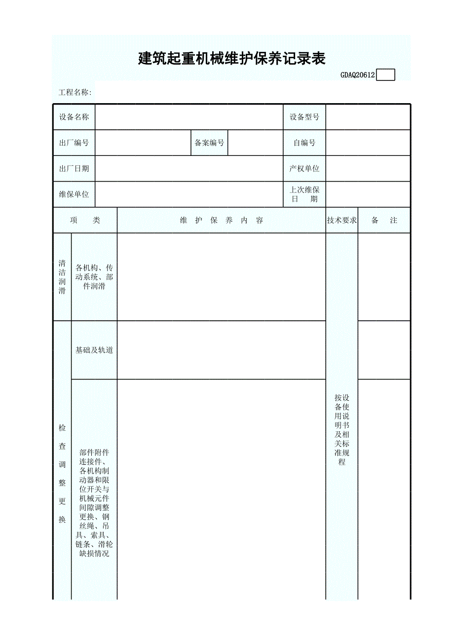 建筑起重機(jī)械維護(hù)保養(yǎng)記錄表_第1頁(yè)