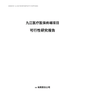 九江医疗医保终端项目可行性研究报告