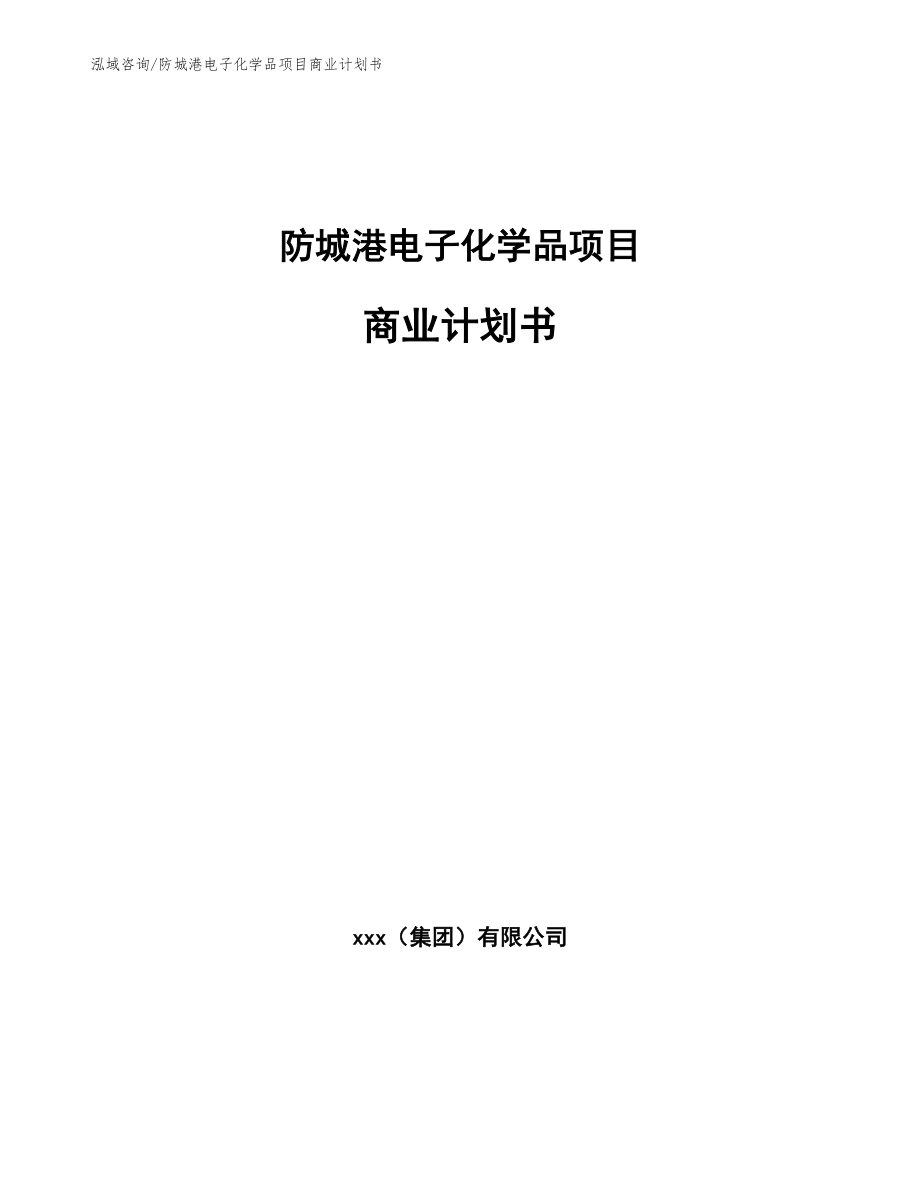 防城港电子化学品项目商业计划书_第1页