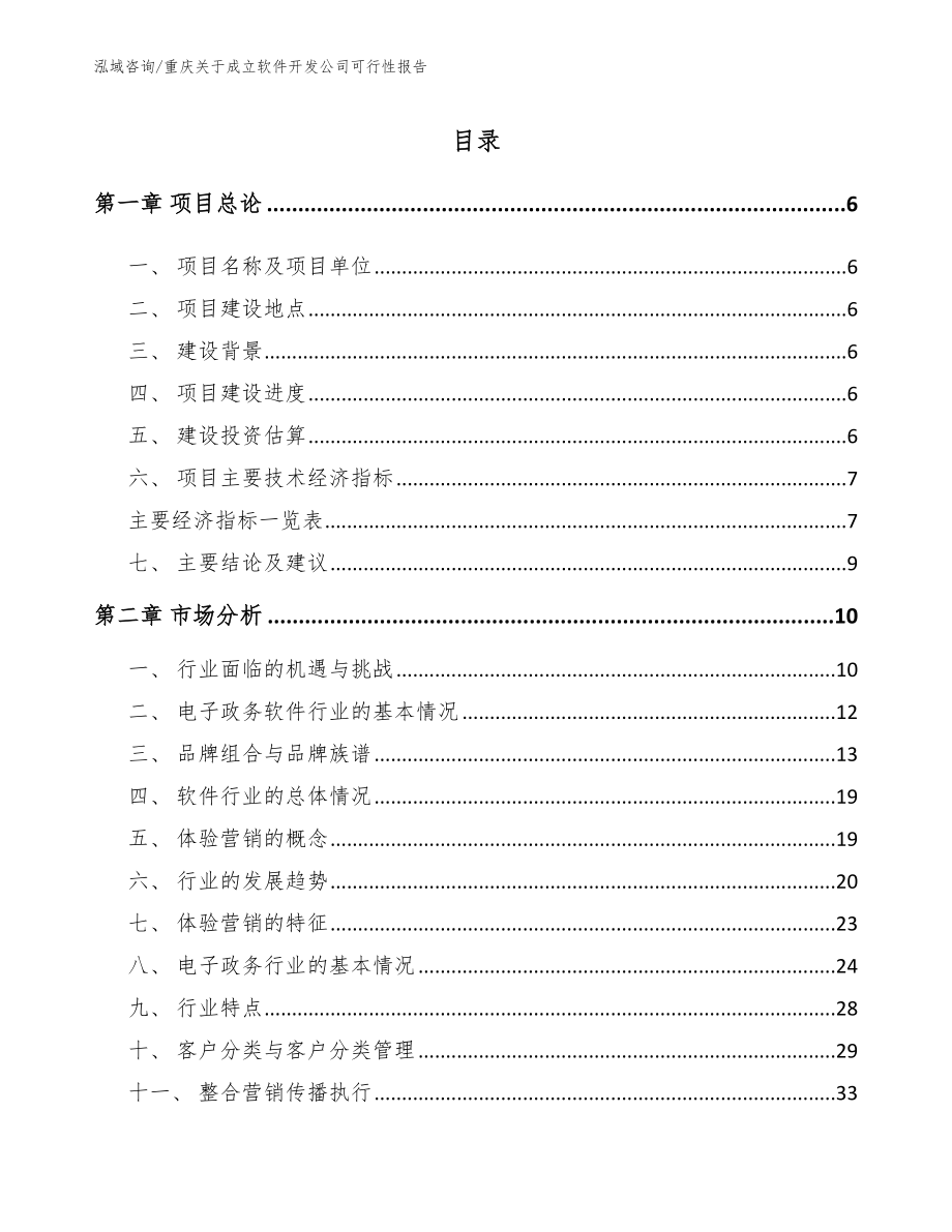 重庆关于成立软件开发公司可行性报告【范文模板】_第1页