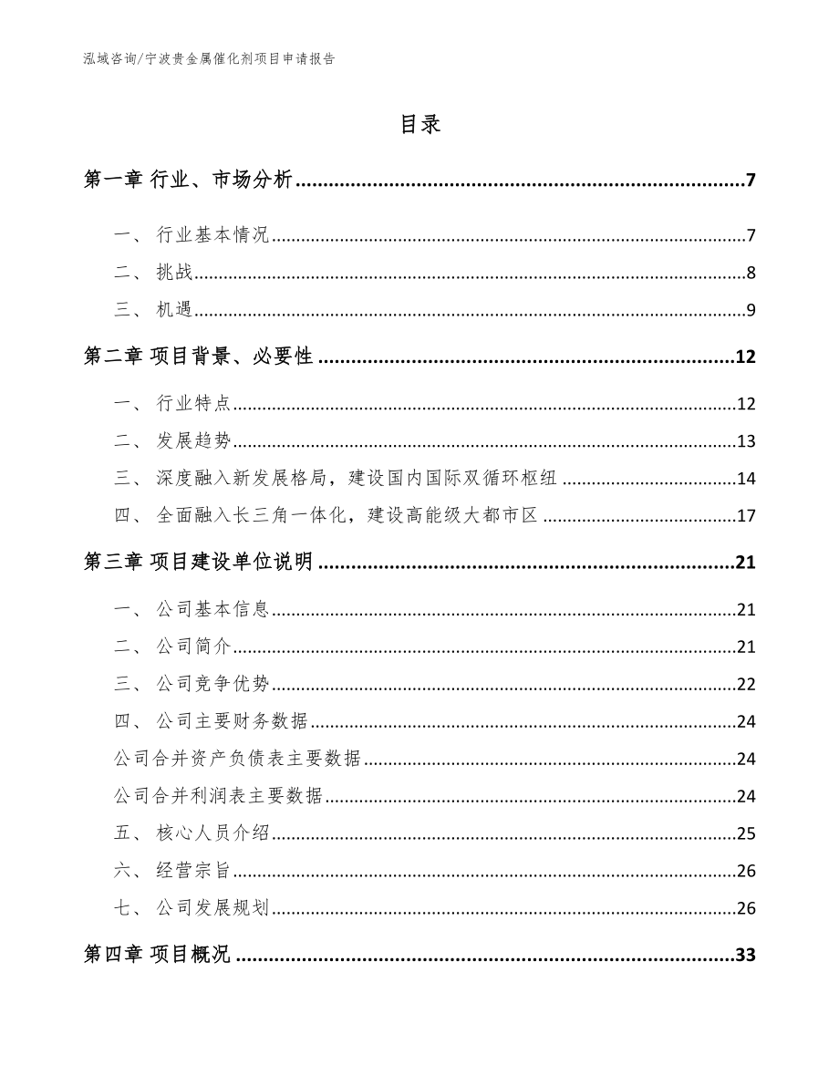 宁波贵金属催化剂项目申请报告_范文参考_第1页
