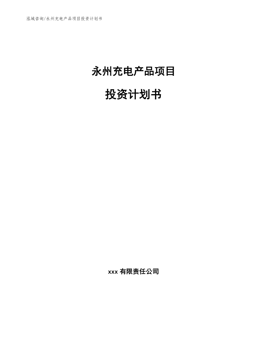 永州充电产品项目投资计划书_第1页
