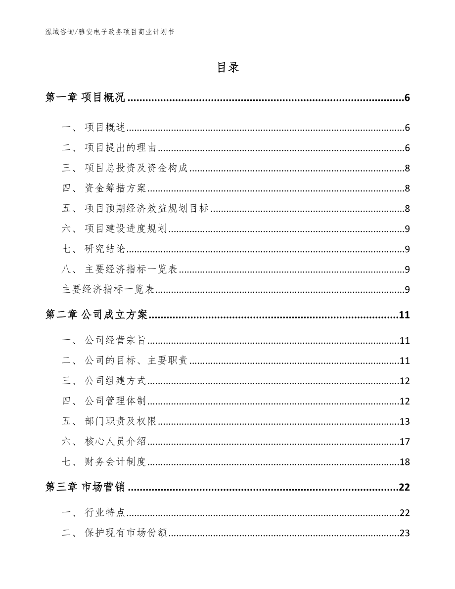 雅安电子政务项目商业计划书_第1页