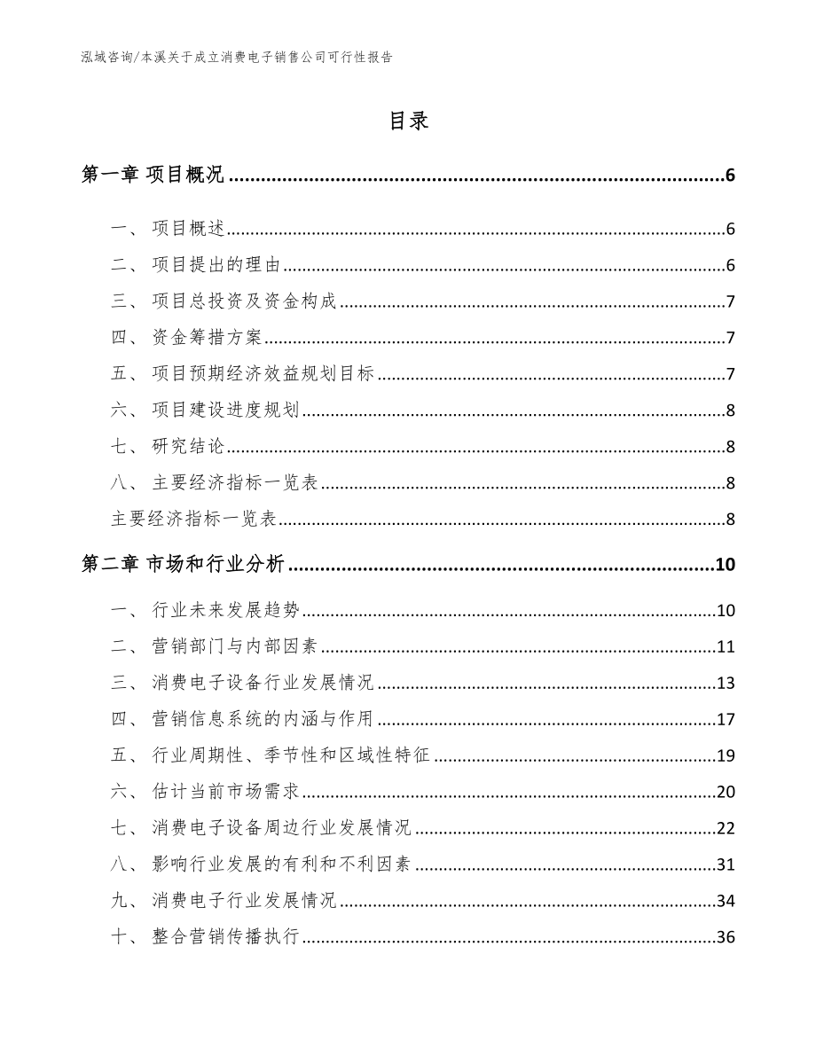 本溪关于成立消费电子销售公司可行性报告【范文】_第1页