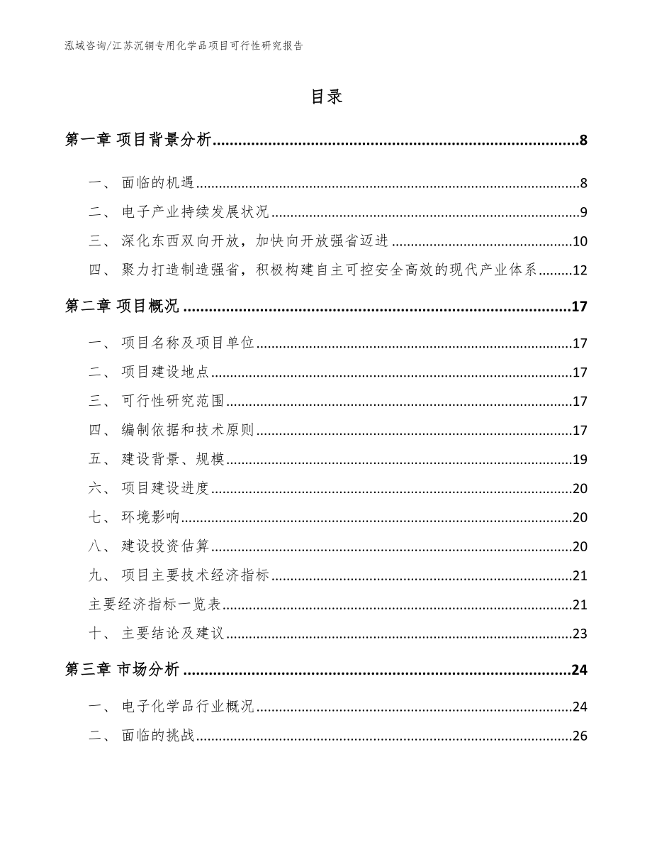 江苏沉铜专用化学品项目可行性研究报告_范文_第1页