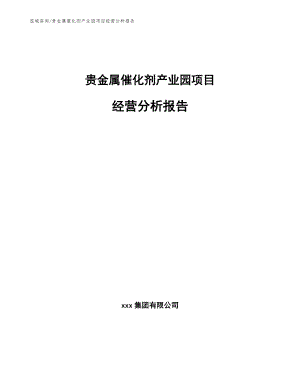 贵金属催化剂产业园项目经营分析报告_参考范文