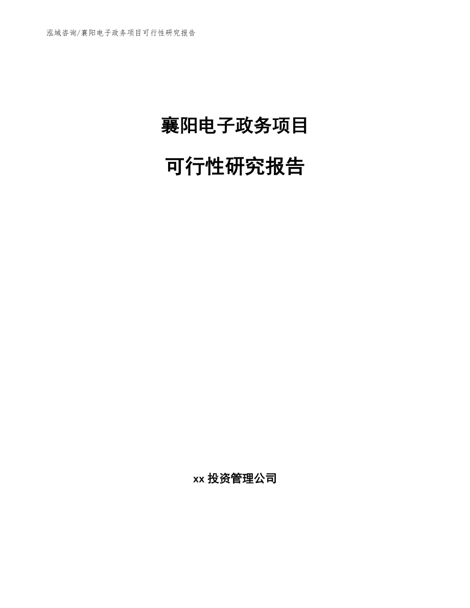 襄阳电子政务项目可行性研究报告_第1页