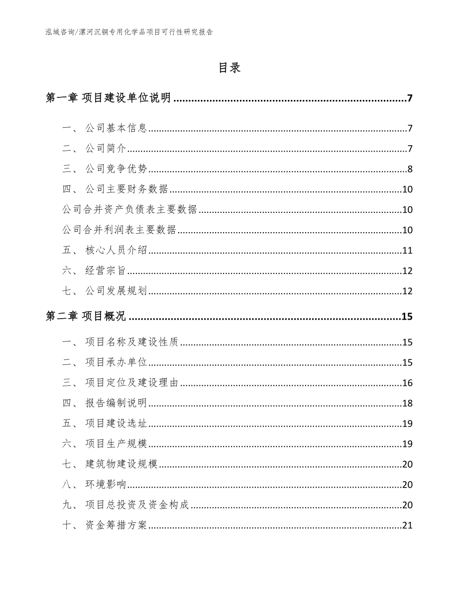 漯河沉铜专用化学品项目可行性研究报告（范文模板）_第1页