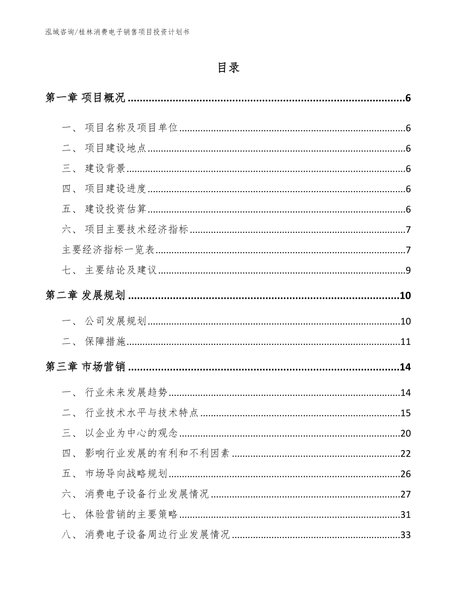桂林消费电子销售项目投资计划书【模板范文】_第1页