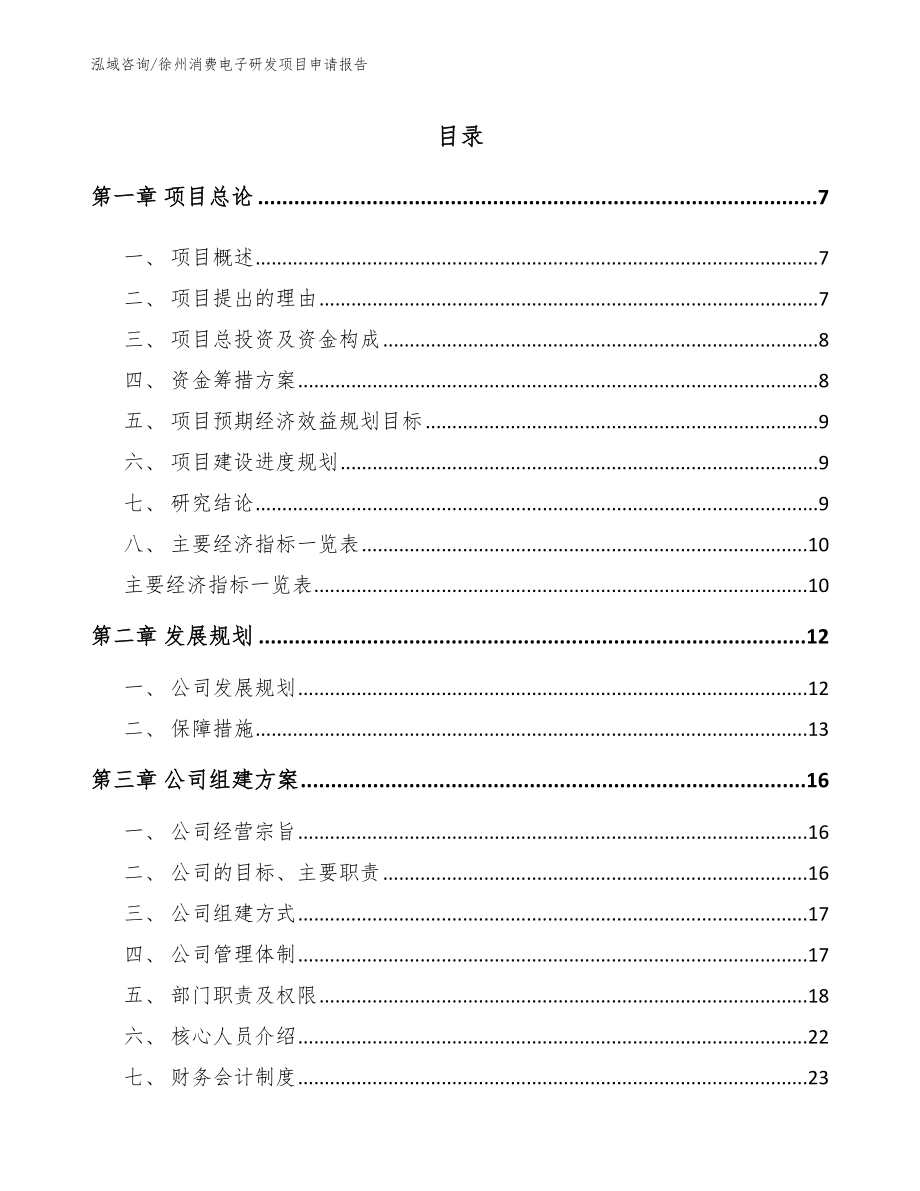 徐州消费电子研发项目申请报告（模板参考）_第1页