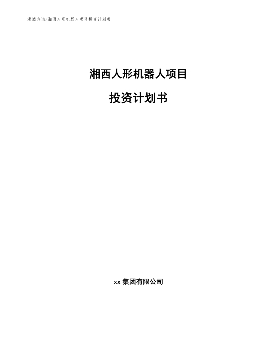 湘西人形机器人项目投资计划书_第1页