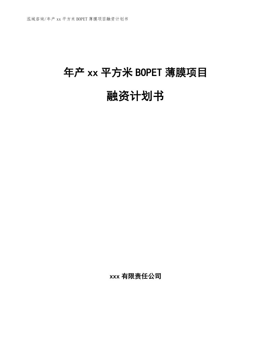 年产xx平方米BOPET薄膜项目融资计划书_范文参考_第1页