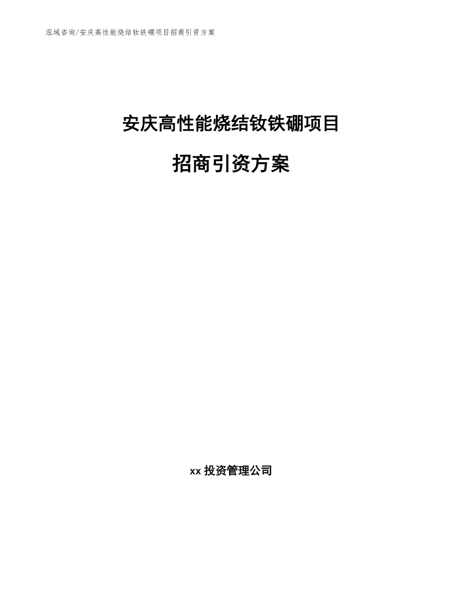 安庆高性能烧结钕铁硼项目招商引资方案（模板）_第1页