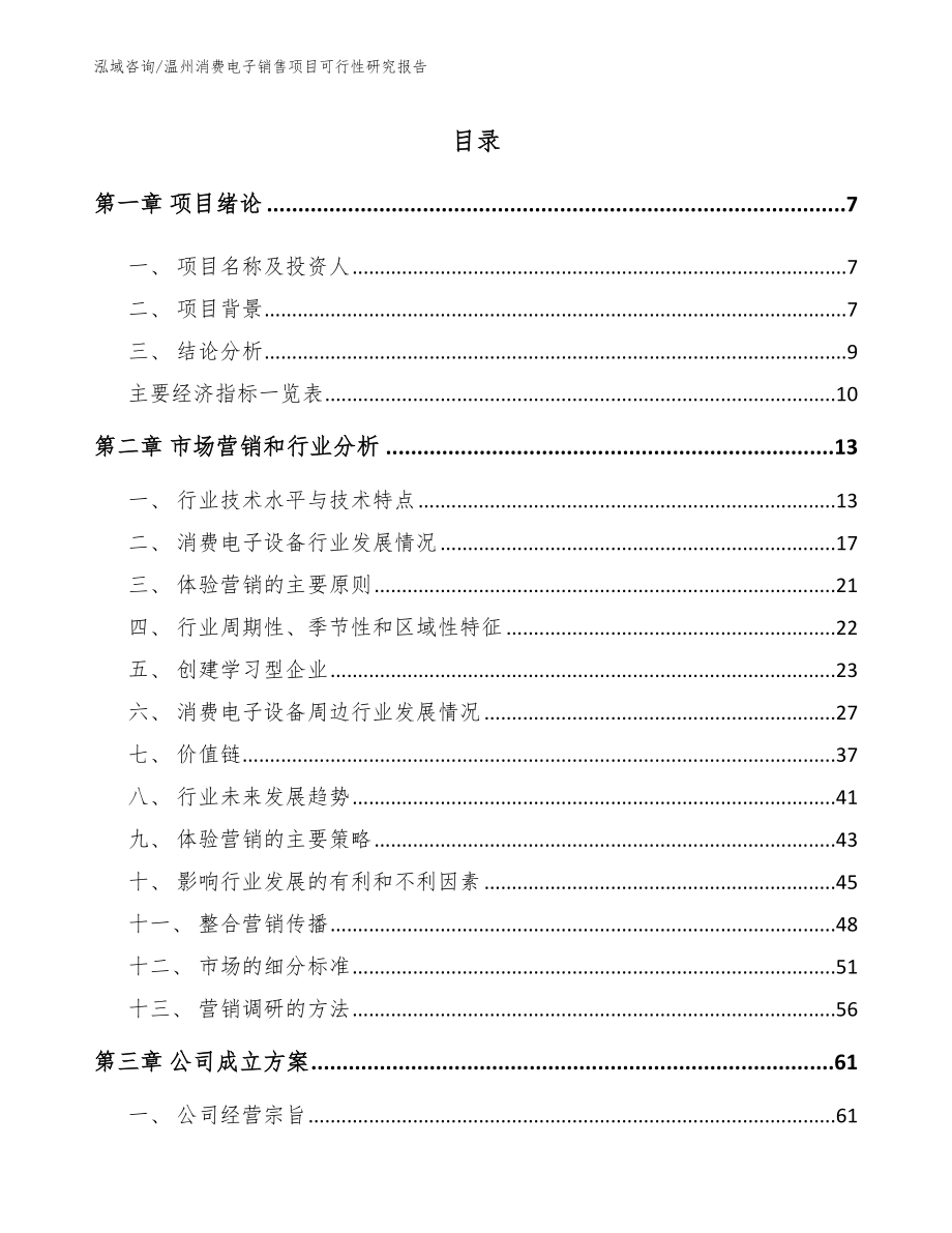 温州消费电子销售项目可行性研究报告范文模板_第1页
