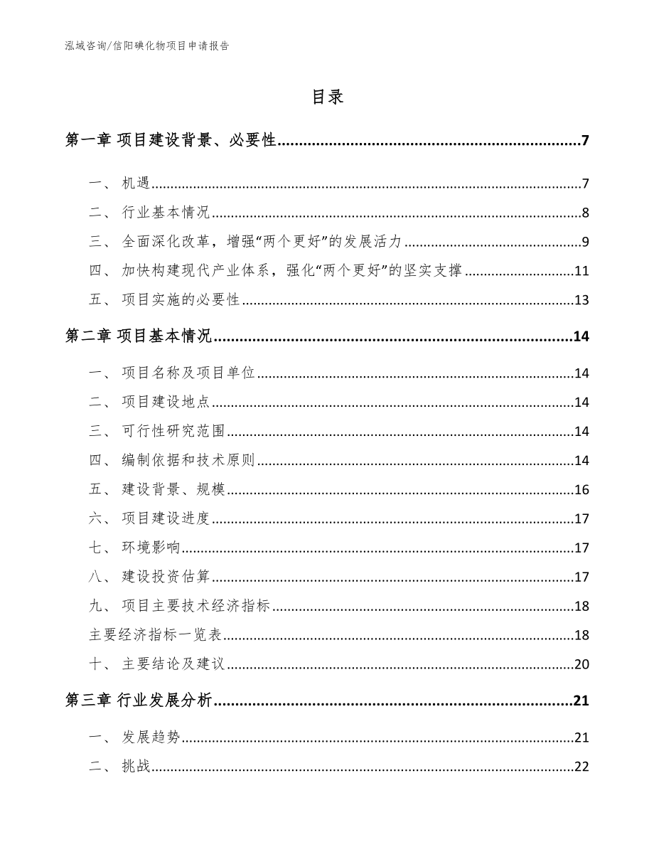 信阳碘化物项目申请报告_第1页