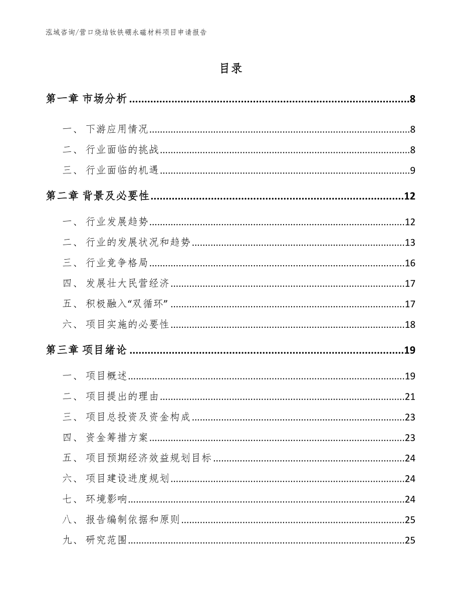 营口烧结钕铁硼永磁材料项目申请报告（模板参考）_第1页