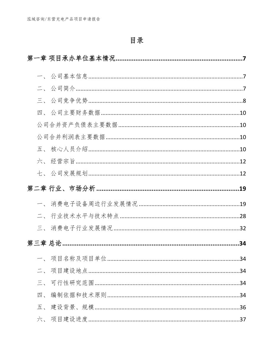 东营充电产品项目申请报告模板范本_第1页