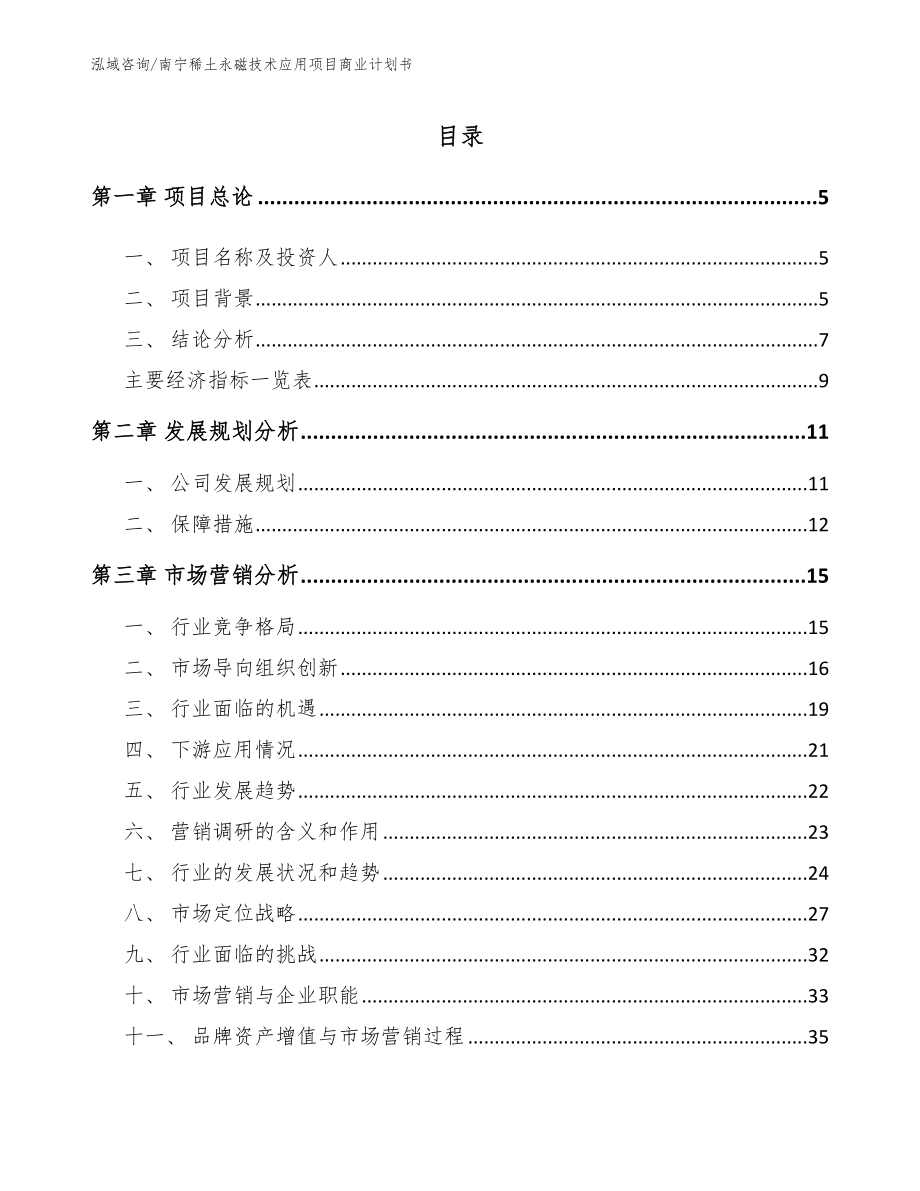 南宁稀土永磁技术应用项目商业计划书（范文）_第1页