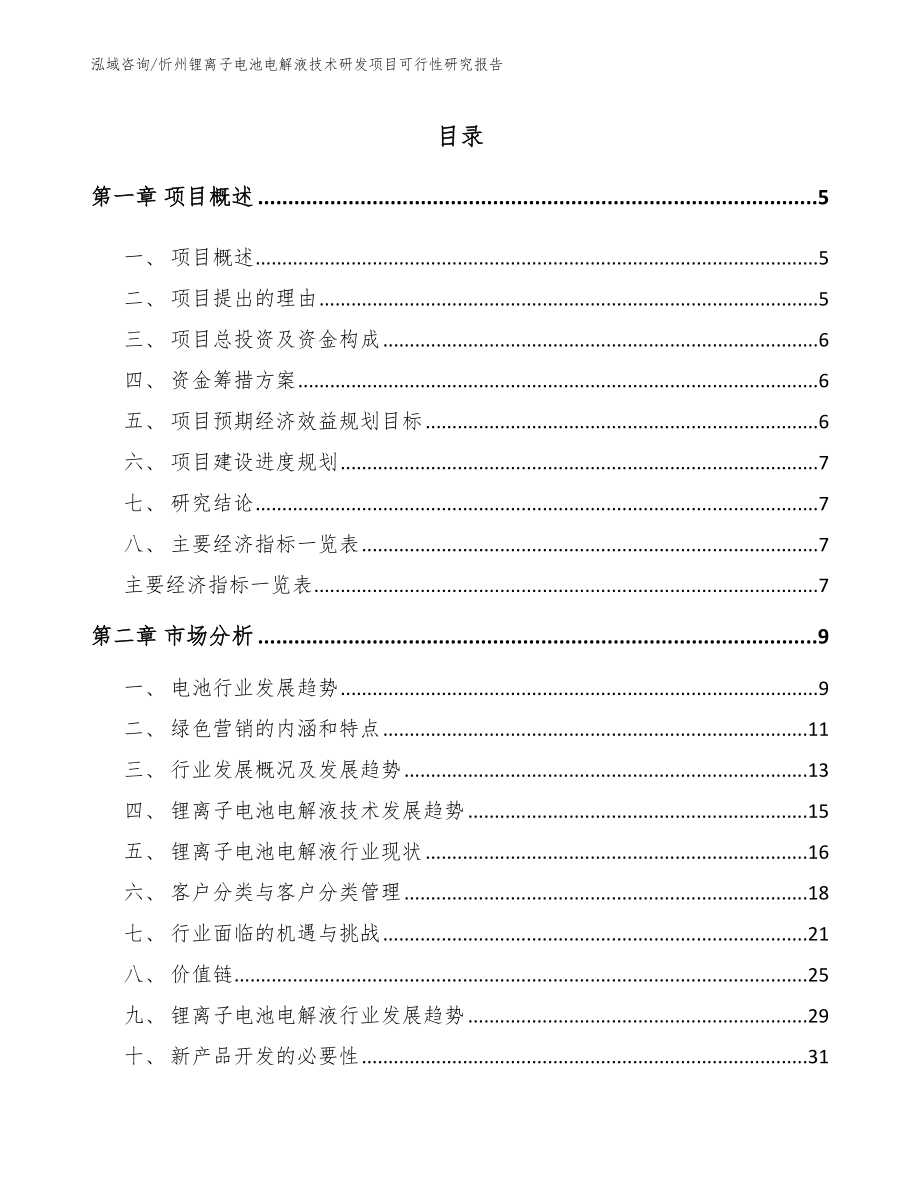忻州锂离子电池电解液技术研发项目可行性研究报告范文模板_第1页