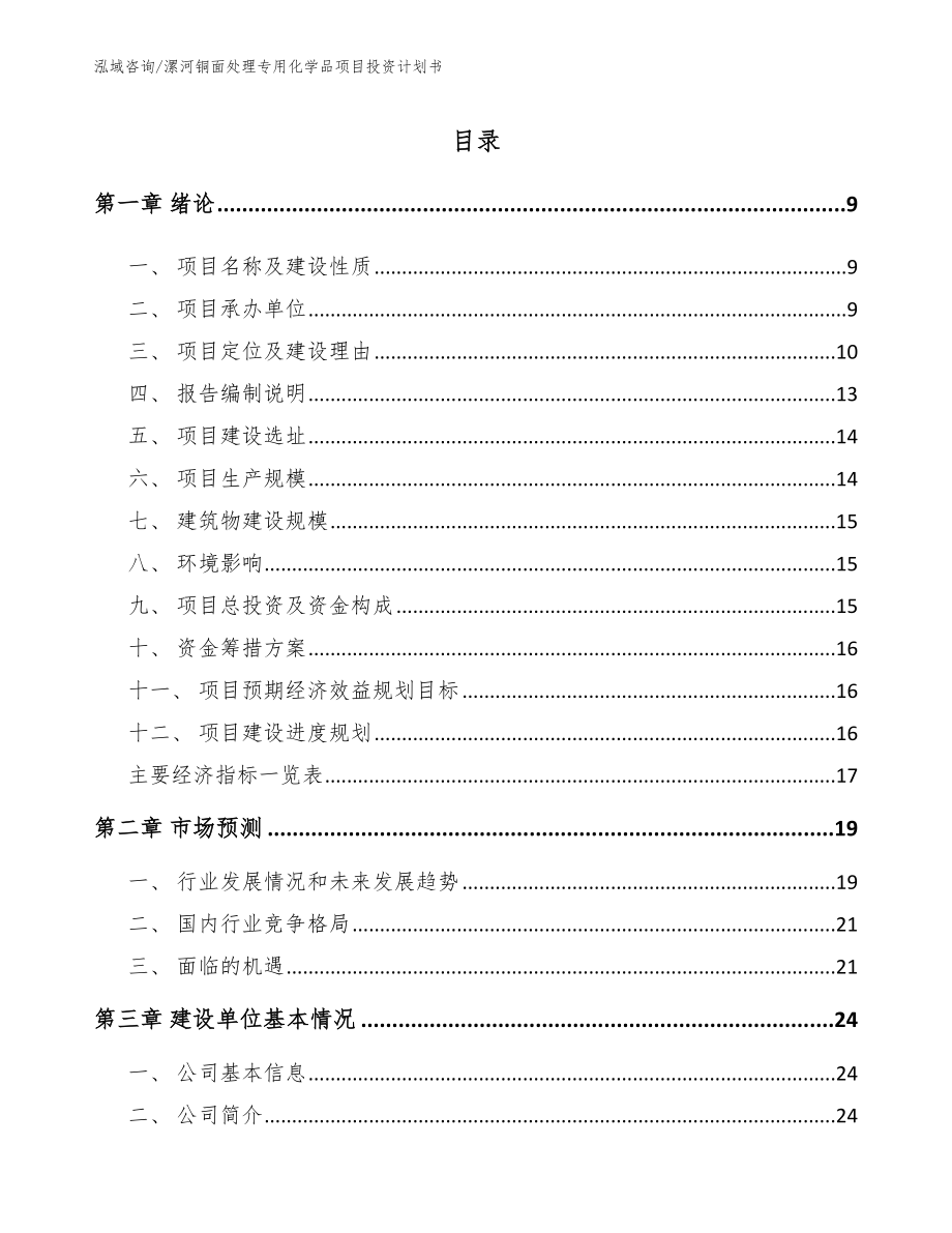 漯河铜面处理专用化学品项目投资计划书【模板】_第1页