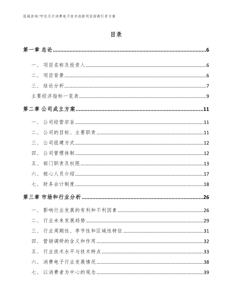 呼伦贝尔消费电子技术创新项目招商引资方案（范文模板）_第1页